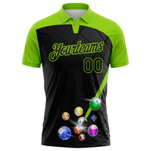 Laden Sie das Bild in den Galerie-Viewer, Uksn Individuelles Schwarz-Neongrün Billardkugeln Funktions-Poloshirt