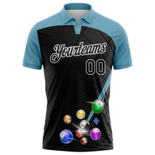 Laden Sie das Bild in den Galerie-Viewer, Uksn Individuelles Schwarz Schattenblau-Weiß Billardkugeln Funktions-Poloshirt