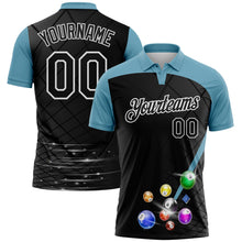 Laden Sie das Bild in den Galerie-Viewer, Uksn Individuelles Schwarz Schattenblau-Weiß Billardkugeln Funktions-Poloshirt