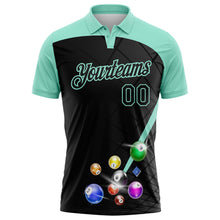 Laden Sie das Bild in den Galerie-Viewer, Uksn Individuelles Schwarz-Eisblau Billardkugeln Funktions-Poloshirt