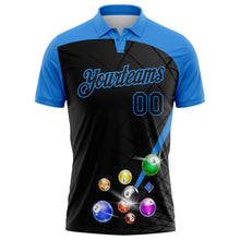 Laden Sie das Bild in den Galerie-Viewer, Uksn Individuelles Schwarz-Puderblau Billardkugeln Funktions-Poloshirt