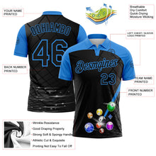 Laden Sie das Bild in den Galerie-Viewer, Uksn Individuelles Schwarz-Puderblau Billardkugeln Funktions-Poloshirt