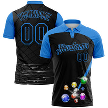 Laden Sie das Bild in den Galerie-Viewer, Uksn Individuelles Schwarz-Puderblau Billardkugeln Funktions-Poloshirt