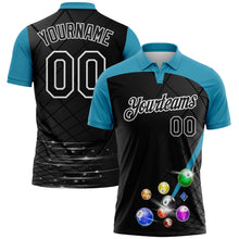 Laden Sie das Bild in den Galerie-Viewer, Uksn Individuelles Schwarz Pantherblau-Weiß Billardkugeln Funktions-Poloshirt