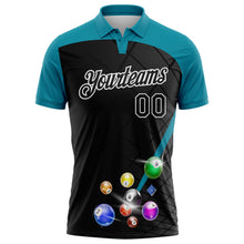 Laden Sie das Bild in den Galerie-Viewer, Uksn Individuelles Schwarz Petrol-Weiß Billardkugeln Funktions-Poloshirt