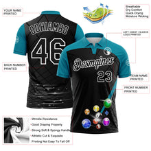 Laden Sie das Bild in den Galerie-Viewer, Uksn Individuelles Schwarz Petrol-Weiß Billardkugeln Funktions-Poloshirt