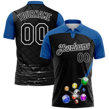 Laden Sie das Bild in den Galerie-Viewer, Uksn Individuelles Schwarz Gewitterblau-Weiß Billardkugeln Funktions-Poloshirt