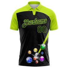 Laden Sie das Bild in den Galerie-Viewer, Uksn Individuelles Schwarz-Neongrün Billardkugeln Funktions-Poloshirt