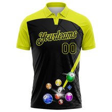 Laden Sie das Bild in den Galerie-Viewer, Uksn Individuelles Schwarz-Neongelb Billardkugeln Funktions-Poloshirt