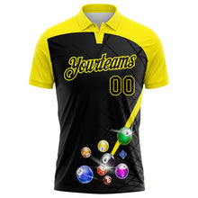 Laden Sie das Bild in den Galerie-Viewer, Uksn Individuelles Schwarz-Hellgelb Billardkugeln Funktions-Poloshirt