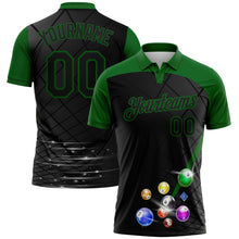 Laden Sie das Bild in den Galerie-Viewer, Uksn Individuelles Schwarz-Grasgrün Billardkugeln Funktions-Poloshirt