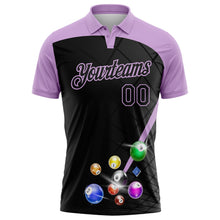 Laden Sie das Bild in den Galerie-Viewer, Uksn Individuelles Schwarz-Hellviolett Billardkugeln Funktions-Poloshirt