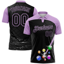 Laden Sie das Bild in den Galerie-Viewer, Uksn Individuelles Schwarz-Hellviolett Billardkugeln Funktions-Poloshirt