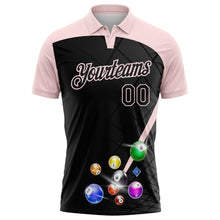 Laden Sie das Bild in den Galerie-Viewer, Uksn Individuelles Schwarz-Hellrosa Billardkugeln Funktions-Poloshirt