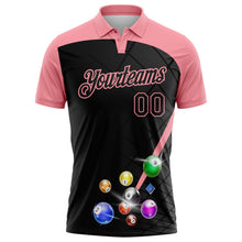 Laden Sie das Bild in den Galerie-Viewer, Uksn Individuelles Schwarz-Mittelrosa Billardkugeln Funktions-Poloshirt