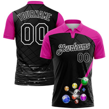 Laden Sie das Bild in den Galerie-Viewer, Uksn Individuelles Schwarz Dunkelrosa-Weiß Billardkugeln Funktions-Poloshirt