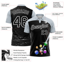 Laden Sie das Bild in den Galerie-Viewer, Uksn Individuelles Schwarz Silber-Weiß Billardkugeln Funktions-Poloshirt