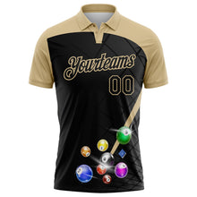 Laden Sie das Bild in den Galerie-Viewer, Uksn Individuelles Schwarz-Vegas-Gold Billardkugeln Funktions-Poloshirt