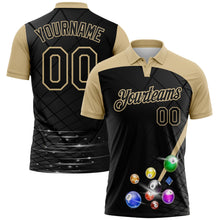 Laden Sie das Bild in den Galerie-Viewer, Uksn Individuelles Schwarz-Vegas-Gold Billardkugeln Funktions-Poloshirt