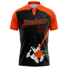 Laden Sie das Bild in den Galerie-Viewer, Uksn Individuelles Schwarz-Orange Bowling geometrisches Gitter Funktions-Poloshirt