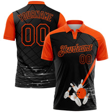 Laden Sie das Bild in den Galerie-Viewer, Uksn Individuelles Schwarz-Orange Bowling geometrisches Gitter Funktions-Poloshirt