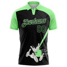 Laden Sie das Bild in den Galerie-Viewer, Uksn Individuelles Schwarz-Erbsengrün Bowling geometrisches Gitter Funktions-Poloshirt