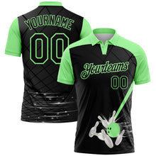 Laden Sie das Bild in den Galerie-Viewer, Uksn Individuelles Schwarz-Erbsengrün Bowling geometrisches Gitter Funktions-Poloshirt