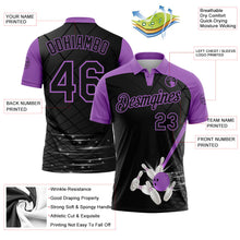 Laden Sie das Bild in den Galerie-Viewer, Uksn Individuelles Schwarz-Mittelviolett Bowling geometrisches Gitter Funktions-Poloshirt