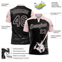 Laden Sie das Bild in den Galerie-Viewer, Uksn Individuelles Schwarz-Hellrosa Bowling geometrisches Gitter Funktions-Poloshirt