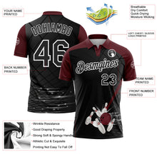 Laden Sie das Bild in den Galerie-Viewer, Uksn Individuelles Schwarz Kastanienbraun-Weiß Bowling geometrisches Gitter Funktions-Poloshirt