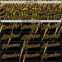 Laden Sie das Bild in den Galerie-Viewer, Uksn Individuelles Schwarz-Altgold Distressed-Kratzer-Pinselstrich Funktions-Poloshirt