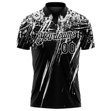 Laden Sie das Bild in den Galerie-Viewer, Uksn Individuelles Schwarz-Weiß Distressed-Kratzer-Pinselstrich Funktions-Poloshirt