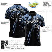 Laden Sie das Bild in den Galerie-Viewer, Uksn Individuelles Schwarz Hellblau-Weiß Distressed-Kratzer-Pinselstrich Funktions-Poloshirt
