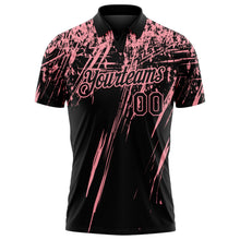 Laden Sie das Bild in den Galerie-Viewer, Uksn Individuelles Schwarz-Mittelrosa Distressed-Kratzer-Pinselstrich Funktions-Poloshirt