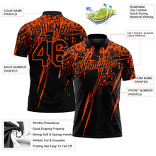 Laden Sie das Bild in den Galerie-Viewer, Uksn Individuelles Schwarz-Orange Distressed-Kratzer-Pinselstrich Funktions-Poloshirt