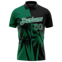 Laden Sie das Bild in den Galerie-Viewer, Uksn Individuelles Schwarz Kelly-Grün-Weiß Hawaii tropische Küstenpalmen Funktions-Poloshirt