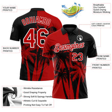 Laden Sie das Bild in den Galerie-Viewer, Uksn Individuelles Schwarz Rot-Weiß Hawaii tropische Küstenpalmen Funktions-Poloshirt