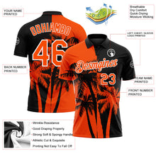 Laden Sie das Bild in den Galerie-Viewer, Uksn Individuelles Schwarz Orange-Weiß Hawaii tropische Küstenpalmen Funktions-Poloshirt