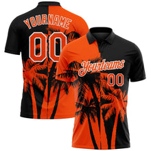 Laden Sie das Bild in den Galerie-Viewer, Uksn Individuelles Schwarz Orange-Weiß Hawaii tropische Küstenpalmen Funktions-Poloshirt