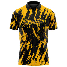 Laden Sie das Bild in den Galerie-Viewer, Uksn Individuelles Schwarz-Gold Zerrissener scharfer Pinselstrich-Spritzer Funktions-Poloshirt