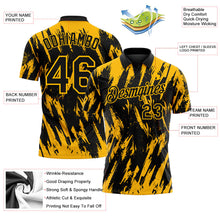 Laden Sie das Bild in den Galerie-Viewer, Uksn Individuelles Schwarz-Gold Zerrissener scharfer Pinselstrich-Spritzer Funktions-Poloshirt