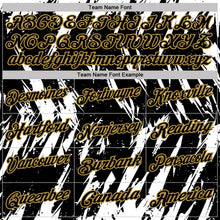 Laden Sie das Bild in den Galerie-Viewer, Uksn Individuelles Schwarz Weiß-Altgold Zerrissener scharfer Pinselstrich-Spritzer Funktions-Poloshirt