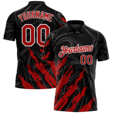 Laden Sie das Bild in den Galerie-Viewer, Uksn Individuelles Schwarz Rot-Weiß Pinselstrich-Spritzer flüssiger Wirbel Funktions-Poloshirt