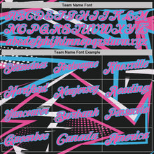 Laden Sie das Bild in den Galerie-Viewer, Uksn Individuelles Schwarz Pink-Himmelblau Dynamische geometrische Splitter Funktions-Poloshirt