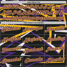 Laden Sie das Bild in den Galerie-Viewer, Uksn Individuelles Schwarz Violett-Gold Dynamische geometrische Splitter Funktions-Poloshirt