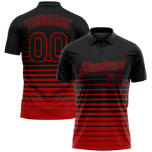 Laden Sie das Bild in den Galerie-Viewer, Uksn Individuelles Schwarz-Rot Horizontaler Verlaufsstreifen Funktions-Poloshirt