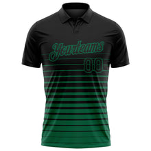 Laden Sie das Bild in den Galerie-Viewer, Uksn Individuelles Schwarz-Kelly-Grün Horizontaler Verlaufsstreifen Funktions-Poloshirt