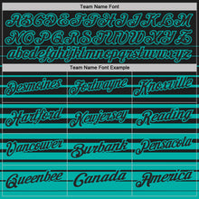 Laden Sie das Bild in den Galerie-Viewer, Uksn Individuelles Schwarz-Aqua Horizontaler Verlaufsstreifen Funktions-Poloshirt