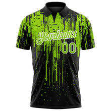 Laden Sie das Bild in den Galerie-Viewer, Uksn Individuelles Schwarz Neongrün-Weiß Tropfende Spritzerfarbe Funktions-Poloshirt