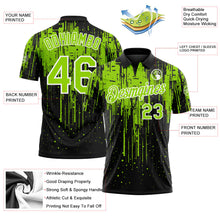 Laden Sie das Bild in den Galerie-Viewer, Uksn Individuelles Schwarz Neongrün-Weiß Tropfende Spritzerfarbe Funktions-Poloshirt